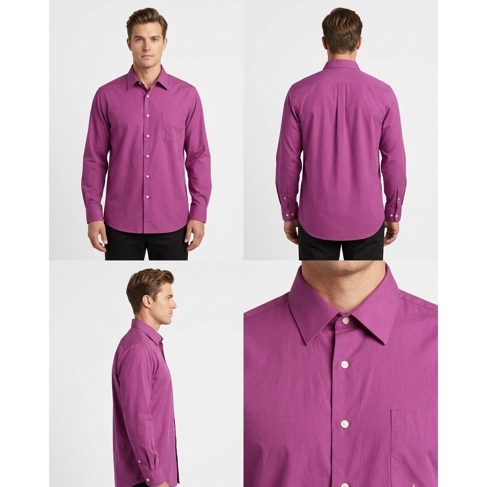 Christian Aujard Liberté Dress Shirt Mens XL Deep Magenta Classic Barrel Cuff